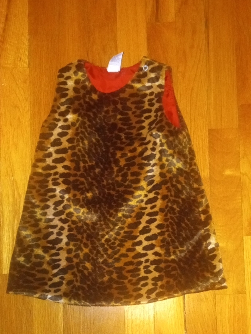 Leopard Print Faux Fur Shift Dress with Red Lining girl 18-24 months, GAP